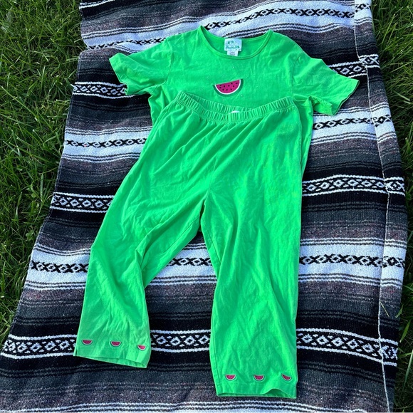 QUACKER FACTORY GREEN WATERMELON THEME RHINESTONE TWO PIECE SET WOMENS SZ LARGE - Picture 2 of 4